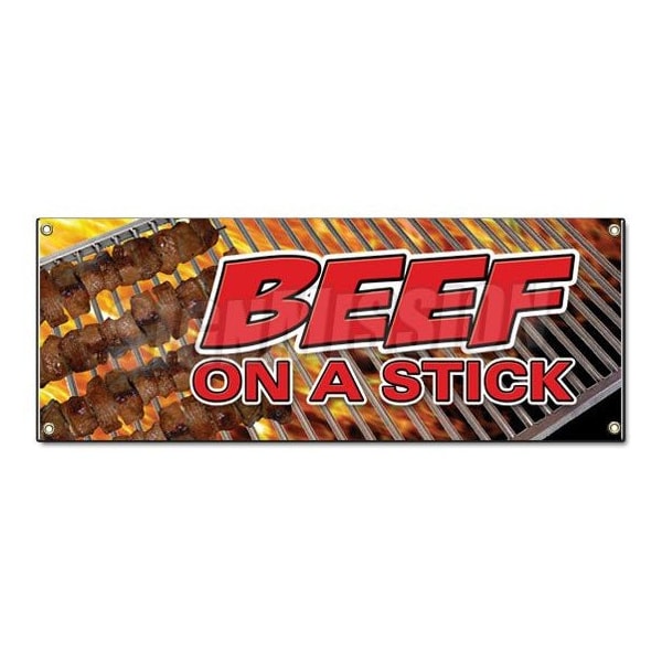 BEEF ON A STICK BANNER SIGN food vendor steak beef grill bbq meat restaurant